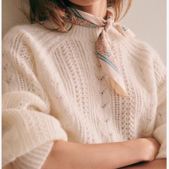 BEST Sezane Scarlett Jumper XS/S/M Ecru Ivory Cream Sweater French Wool Mohair - Picture 3 of 15